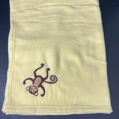 Manta Baby Aspen Amarilla Bordada Marrón Mono Esquina Vellón Seguridad Lovey  Foto 1 de 4