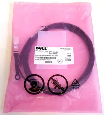 DELL D3DCW DAC-SFP-10G-3M Networking Cable SFP+ 10GbE, Copper Twinax Direct 3m - Image 1 of 2
