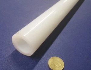 UHMW White Round Tube 1.50" OD Oversized x 1.00" ID Undersized x 60" Length - Picture 1 of 10