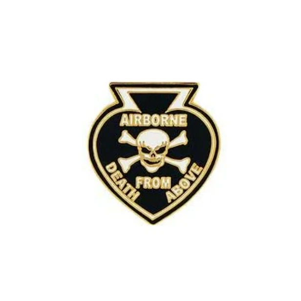 Death From Above Airborne Skull 定制翻领别针军用航空珠宝首饰 — 第 1/1 张图片