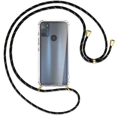 Collier pour Motorola Moto G50 (XT2137, 6.5'') noir+or (O) Etui Coque + cordon - Photo 1/2