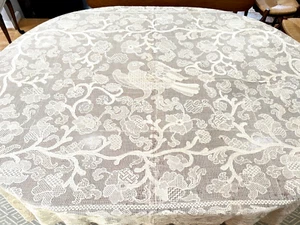 Seltene antike figürliche Filetspitze Tischdecke 18. Jahrhundert Handarbeit DF 104 - Bild 1 von 21