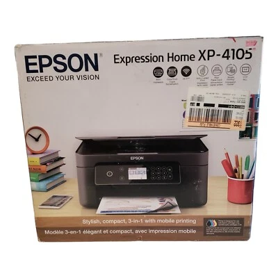Wireless All-in-One Color Inkjet Printer Home XP-4105 compact print copy scan US - Image 1 of 4