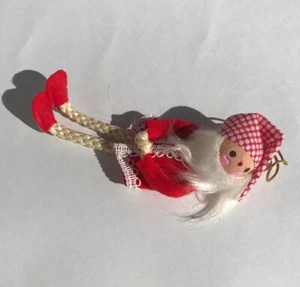 Cappello Mr Christmas a pois giacca rossa corda intrecciata elfo ornamento 1969 Giappone - Foto 1 di 7