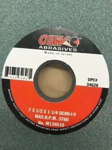 7"" x 1/2"" x 1-1/4"" 80I SILIZIUMKARBID OBERFLÄCHENSCHLEIFSCHEIBE - NEU CGW #34628 - Bild 1 von 4