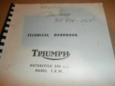 1956 年凯旋摩托车技术手册 500 cc 模型 TRW — 第 1/4 张图片