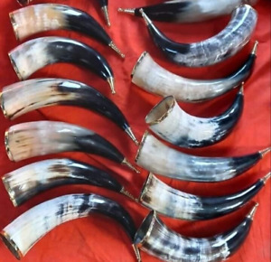 Set Of 10 Style Viking Man Blowing 12"Bull Horn Cow Steer Collectible Item