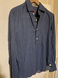 NWOT ISAIA Blue Extrafine Cotton Spread Collar Dress Shirt 15 3/4 40
