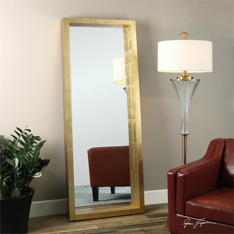 Classic Contemporary Gold Full Length Wall Mirror | Floor Leaner - Image 1 of 1
