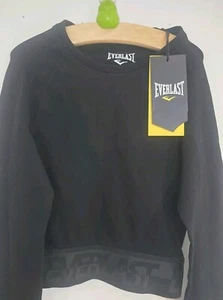 Top da palestra EVERLAST donna 36 UK 8 nero croped nuovo con etichetta manica lunga - Foto 1 di 7