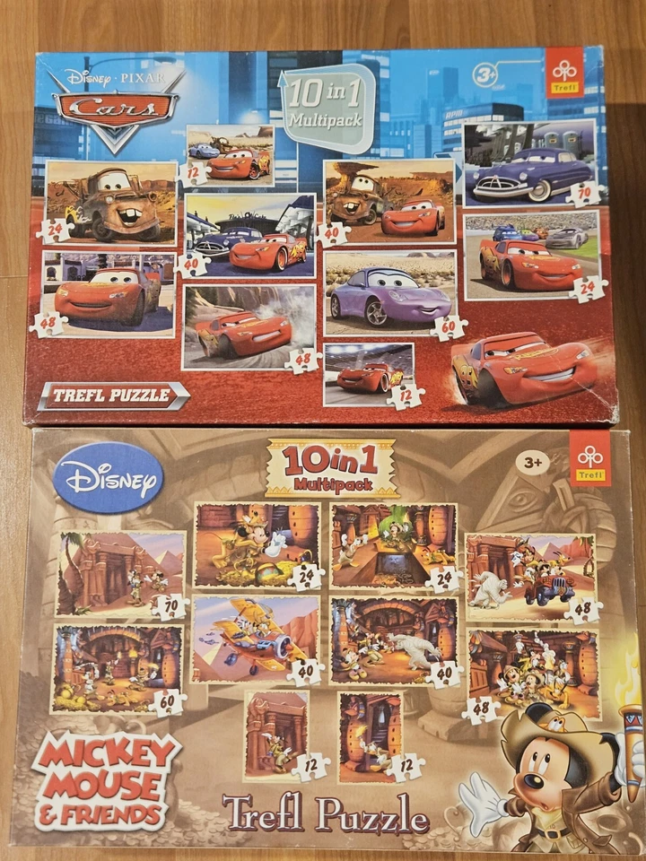 TWO RARE TREFL Disney Mickey Mouse / Pixar Cars 10-in-1 Multipack Jigsaw Puzzles - Image 1 of 4