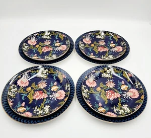 Williams Sonoma House of Scalamandre Dinner Plate & Salad Plate Blue Set of 8 - Picture 1 of 6