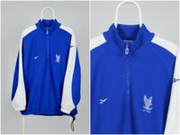 Mens Vintage 90s REEBOK Air Force Fleece Pullover 1/2 Zip Sweater Blue Size M