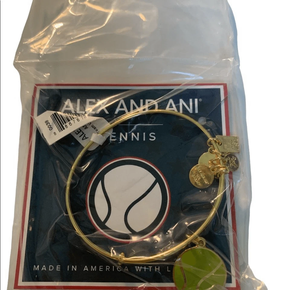 Alex and Ani Team USA Tennis Ball Charm Yellow Gold Bangle Bracelet AS16US06YG