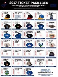 BASEBALL MEMORABILIA Los Angeles Dodgers 2017 Ticket Packages Team Publication - Picture 1 of 1