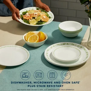 Corelle Spring Blossom Green 12-piece Dinnerware Set, Service for 4 - Picture 1 of 8