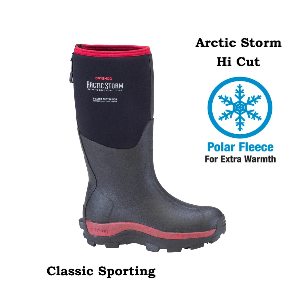 Dryshod Women's Arctic Storm Hi Winter Boots Black/Cranberry 8 (ARS-WH-CR-W08)