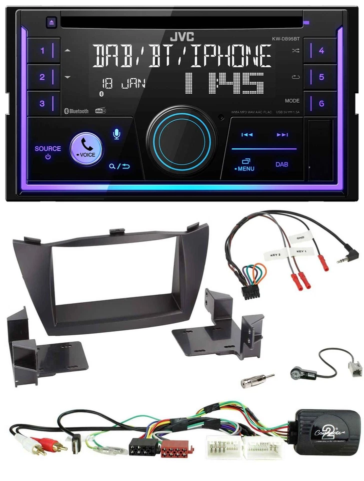 JVC Lenkrad USB 2DIN DAB Bluetooth CD Autoradio für Hyundai Tucson 2010-2015 sch - Bild 1 von 4