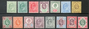 GB KEVII 1902 - 13 SG215 - SG314 1/2d - 1/- Conjunto simplificado 15 sellos finos como nuevos MH - Imagen 1 de 2