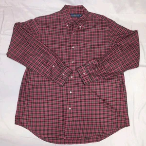 POLO RALPH LAUREN Mens Plaid Long Sleeve Red Black Button Up Shirt Size XL - Picture 1 of 8
