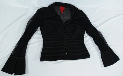 Camisa de mujer JS Collections 6 mallas transparente con botones manga campana elegante Foto 1 de 4