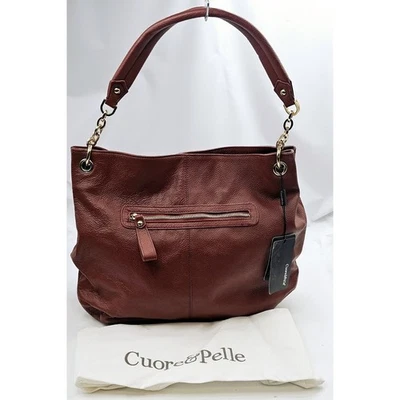 Bolsa de ombro Cuore & Pelle grande couro seixo bolsa com pó tijolo vermelho nova com etiquetas - Imagem 1 de 4