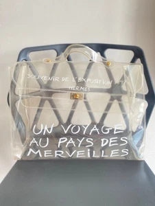 Echte HERMES Vinyl Kelly 40 Handtasche Strandtasche 1997 limitiert transparent aus Japan gebraucht - Bild 1 von 1