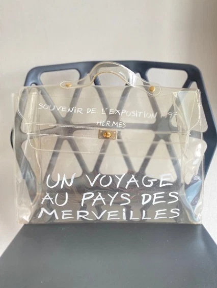 Auth HERMES Vinyl Kelly 40 Hand Bag Beach Bag 1997 Limited Clear From Japan Used - Image 1 of 1