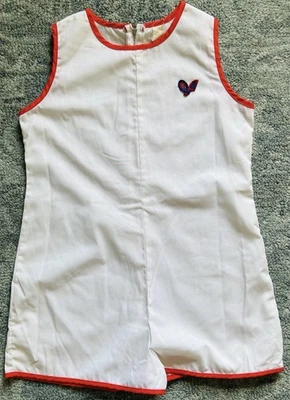 Vintage 1970’s Girl’s White With Red Trim Tennis Themed Romper - One Piece - Image 1 of 2