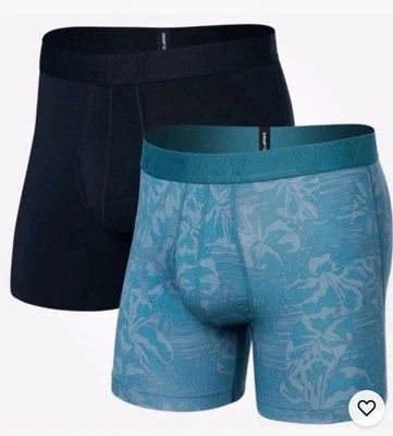 Paquete de 2 calzoncillos boxer SAXX DropTemp de algodón refrescante para hombre talla XXL azul floral/navegación Foto 1 de 4