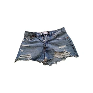 Zara Women's Summer Holiday Ripped Denim Shorts, Size euro 38 Blue - Picture 1 of 7