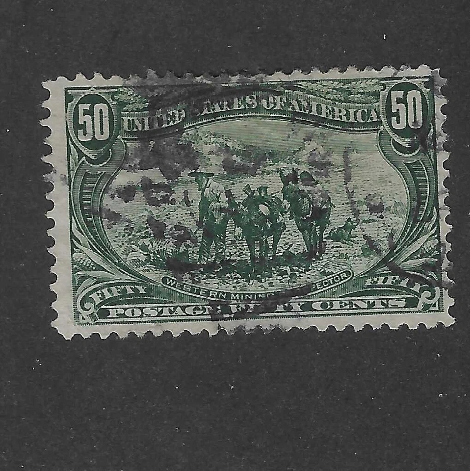 US # 291, 50 cents sage green,Trans Mississippi, 1898, XF,scv. $475 - Image 1 of 2