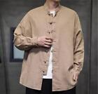 Men's Fashion Chinese Style Stand Collar Long Sleeve Loose Shirt Hanfu Jackets