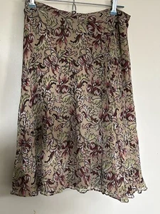 Nicole By Nicole Miller Women's A-Line Silk Lined Skirt Floral Beige Size 6 - Picture 1 of 6