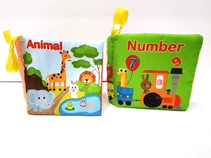 Baby Cloth Books First Book Number and Animal Crinkle Squeak Sensory Learning - Picture 1 of 3