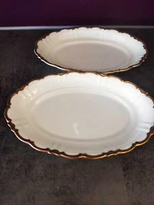 Volkstedt Elfenbein 2 kleine Servierplatten mit  breitem Goldrand Art Deco - Bild 1 von 2