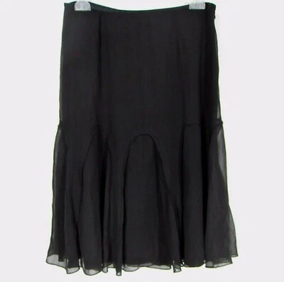 FALDA PLISADA LINDA ALLARD ELLEN TRACY 100% SEDA TALLA 8 NEGRA MACIZA 201 Foto 1 de 4