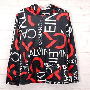 Calvin Klein Boys Performance Hoodie Jacket Size L(14/16) Black Red White W/Logo - Picture 1 of 8