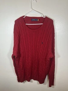 Polo Ralph Lauren Men’s Cable Knit Crewneck Sweater Size XLT Red Long Sleeve - Picture 1 of 3