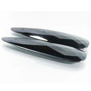 29.00Cts Excellent Natural Black Onyx 43x11mm Long Pear Shape Matching Pair VDO - Picture 1 of 3