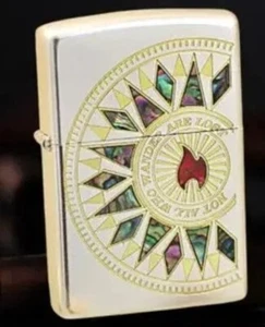 Amazing Inlaid Zippo Flame Not All Who Wander Are Lost Compass Zippo Lighter - Picture 1 of 1