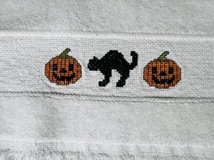 Holiday Cross Stitch Hand Towels 6 Christmas Halloween  - Picture 1 of 12