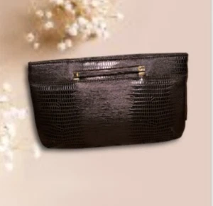 Vintage Faux snakeskin leather purse Clutch Brass Unique In Pristine Condition - Picture 1 of 24