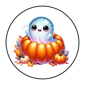 30 pegatinas Halloween fantasma calabaza etiquetas etiquetas sobres sellos - Imagen 1 de 2