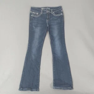 Miss Chic USA Jeans women's 30 X 32 size 9 blue denim pants bootcut Bling Gems - Picture 1 of 11