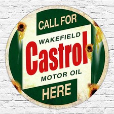 260 x 260mm Metal Sign call for castrol wakefield here distressed