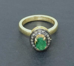 Smaragd Edelstein Cocktail Ring 925 Silber Scheibe Diamant Hochzeit Geschenk Fancy Ring - Bild 1 von 3