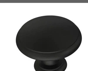 PACK OF 10 Kitchen bathroom 1-1/4 Matte Black Round Ringed Cabinet Knob - Picture 1 of 3