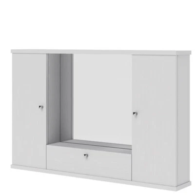 PIDEMA.IT Mobile bagno bianco frassinato 2 ante con specchio e luce Pensile anta a ribalta