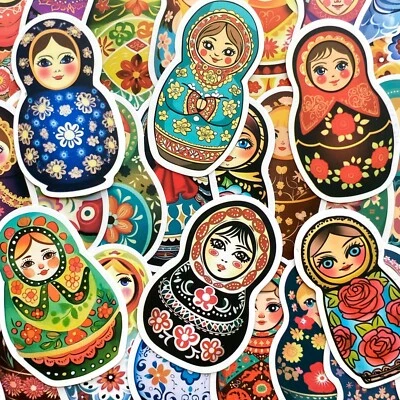 5-50 Pezzi Adesivi Bambola Matrioska, Carino Russo Nidificato Bambola Telefono Laptop Decalcomanie - Immagine 1 di 4